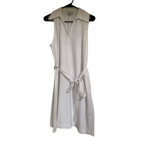 Signature by Robbie Bee Linen Blend White  Large Womens Knee Length dress